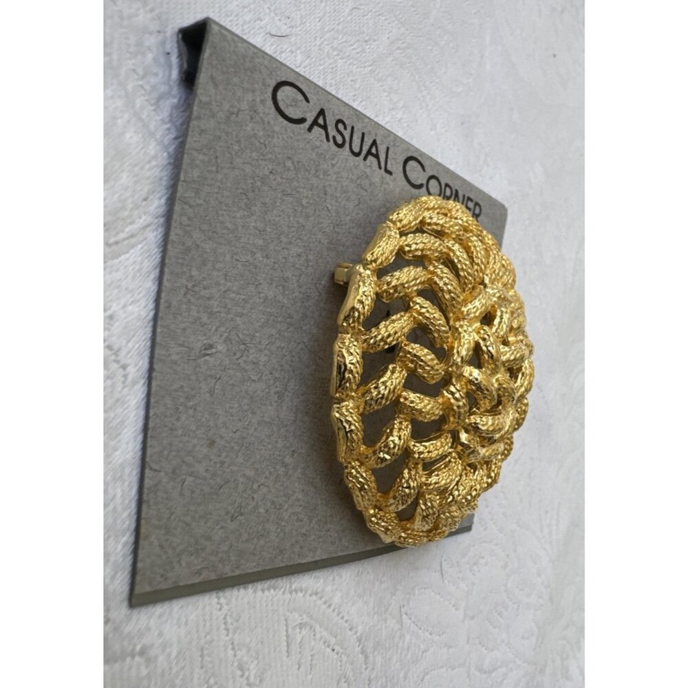 Casual Corner Signed Gold Tone Brooch Large Round Vintage 80's 2" NEW - Picture 6 of 9